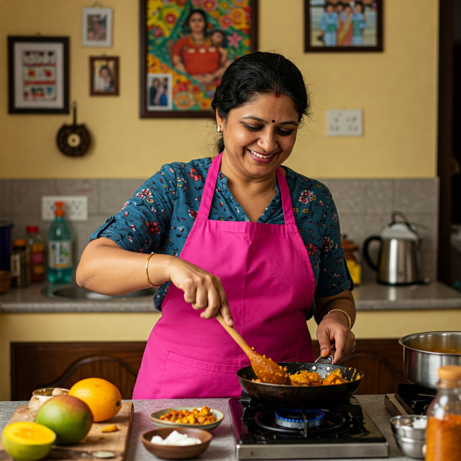 Chef Meena cooking south Indian food