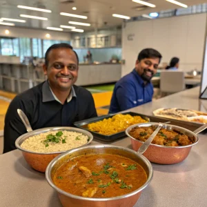 Corporate Employees enjoying PinkAprons Homemade food
